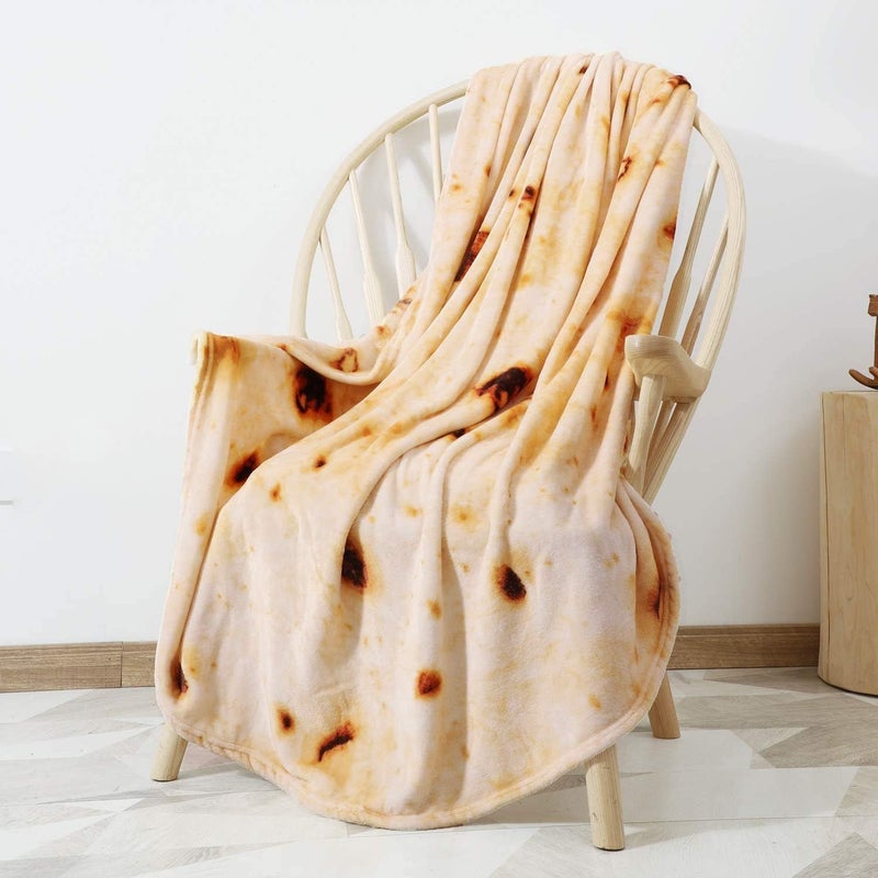 SILUI Tortilla Burrito Blanket White Elephant Gifts for Adults Funny Novelty Gag Food Throw Blankets Double Sided 300 GSM Soft Flannel Taco Wrap Blanket(60 Inches) - Image 5